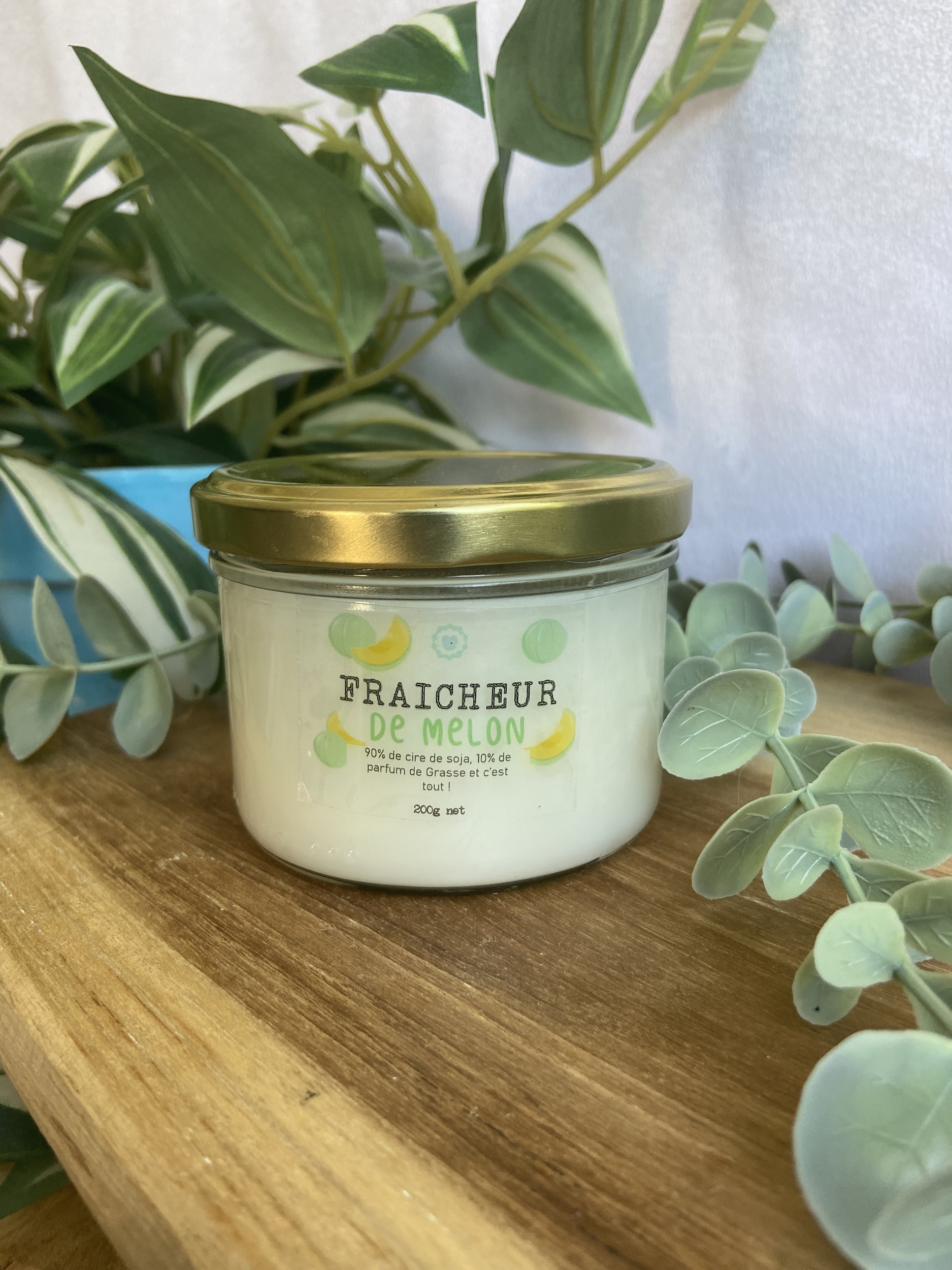 Bougie artisanale en cire de soja Parfum de Grasse fabriquée à Rennes parfum melon