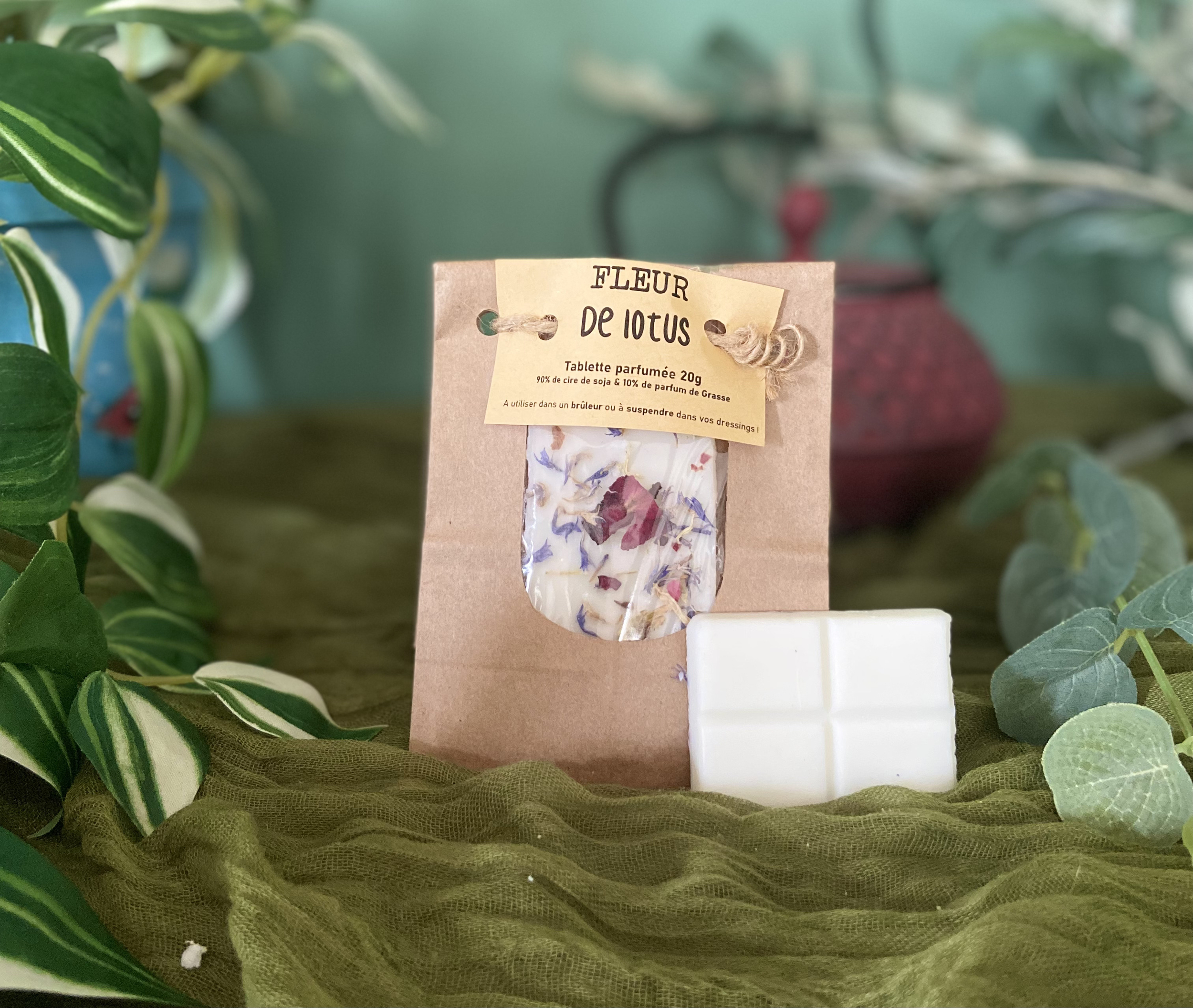 Fondant artisanal en cire de soja Parfum de Grasse fabriquée à Rennes parfum lotus