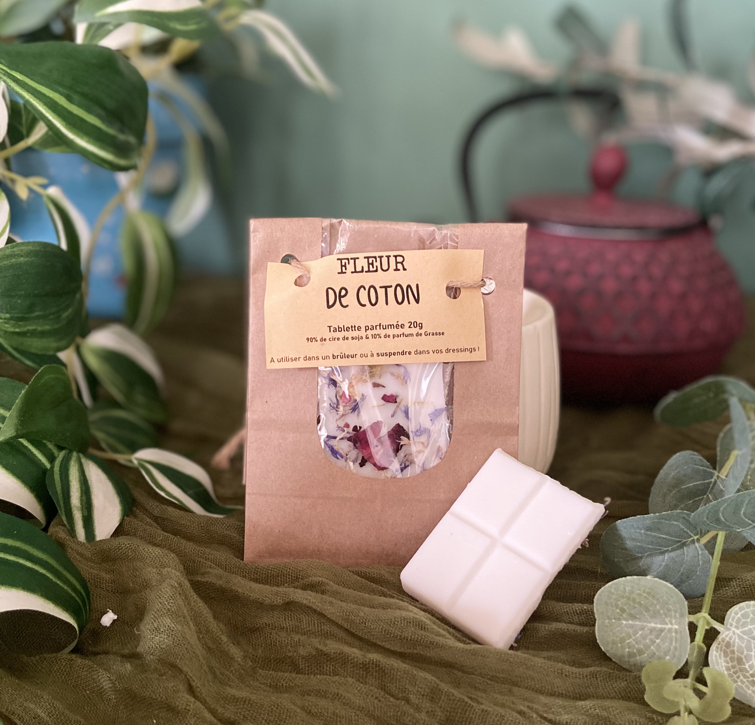 Fondant artisanal en cire de soja Parfum de Grasse fabriquée à Rennes parfum coton