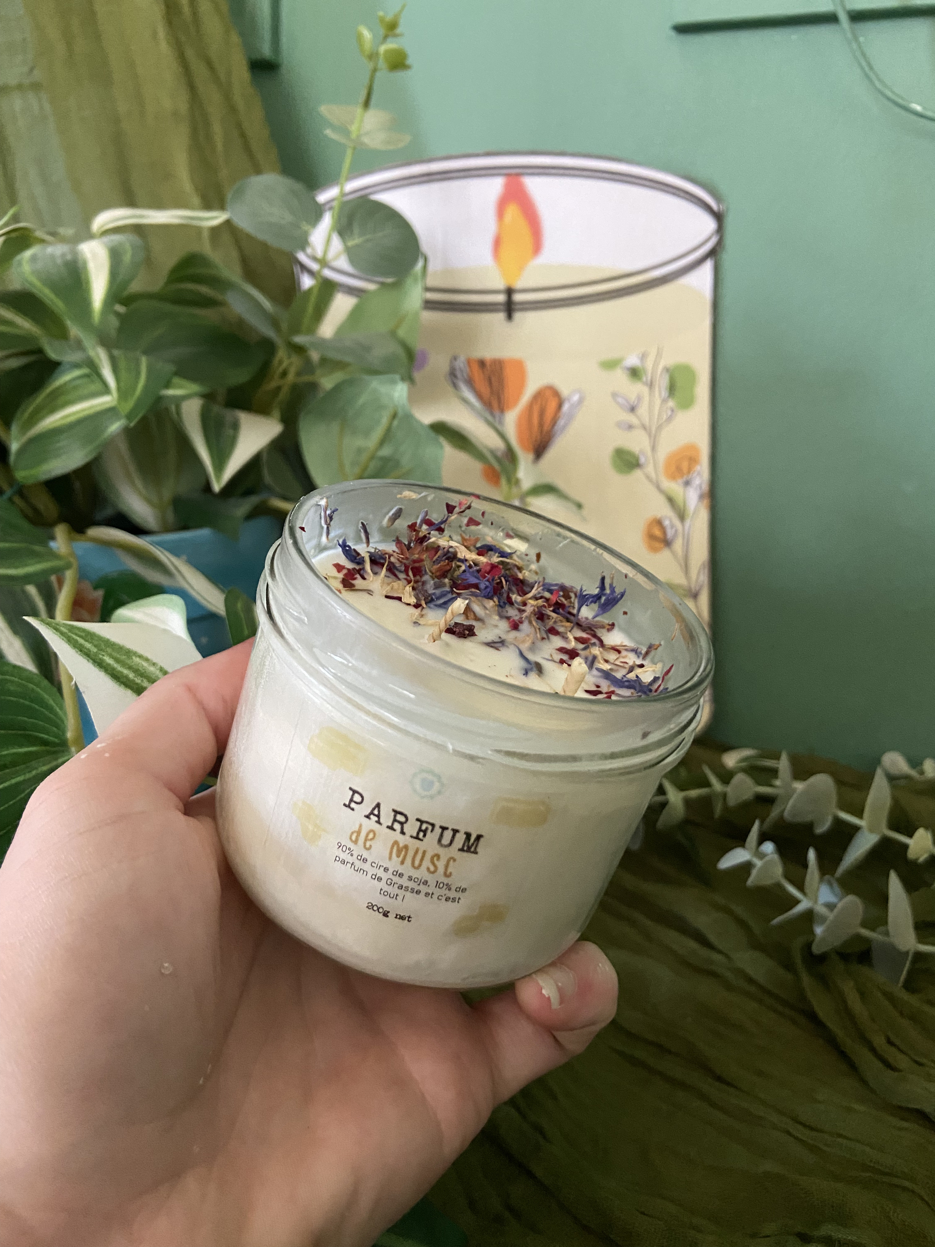 Bougie artisanale en cire de soja Parfum de Grasse fabriquée à Rennes parfum musc blanc