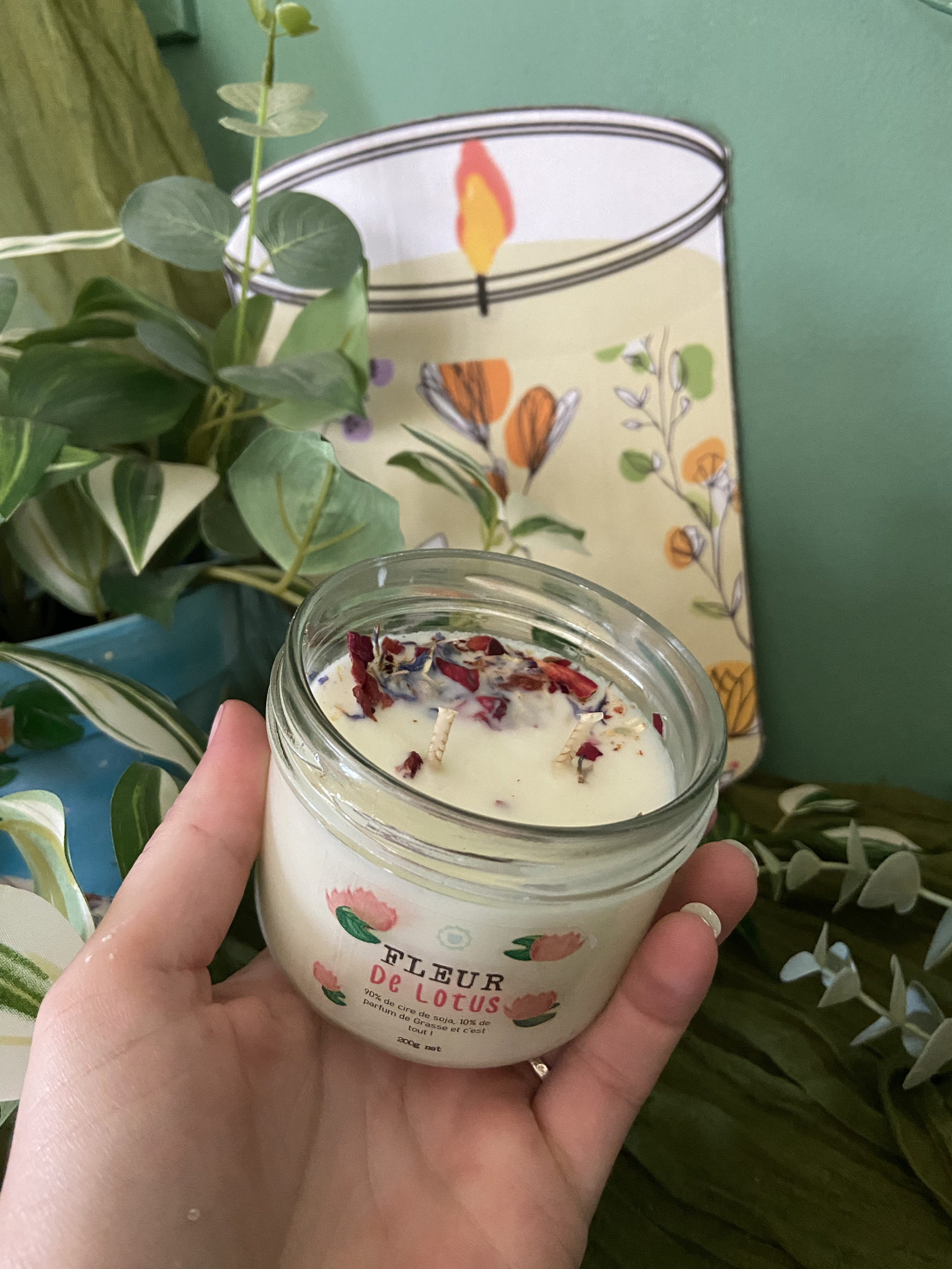 Bougie artisanale en cire de soja Parfum de Grasse fabriquée à Rennes parfum lotus