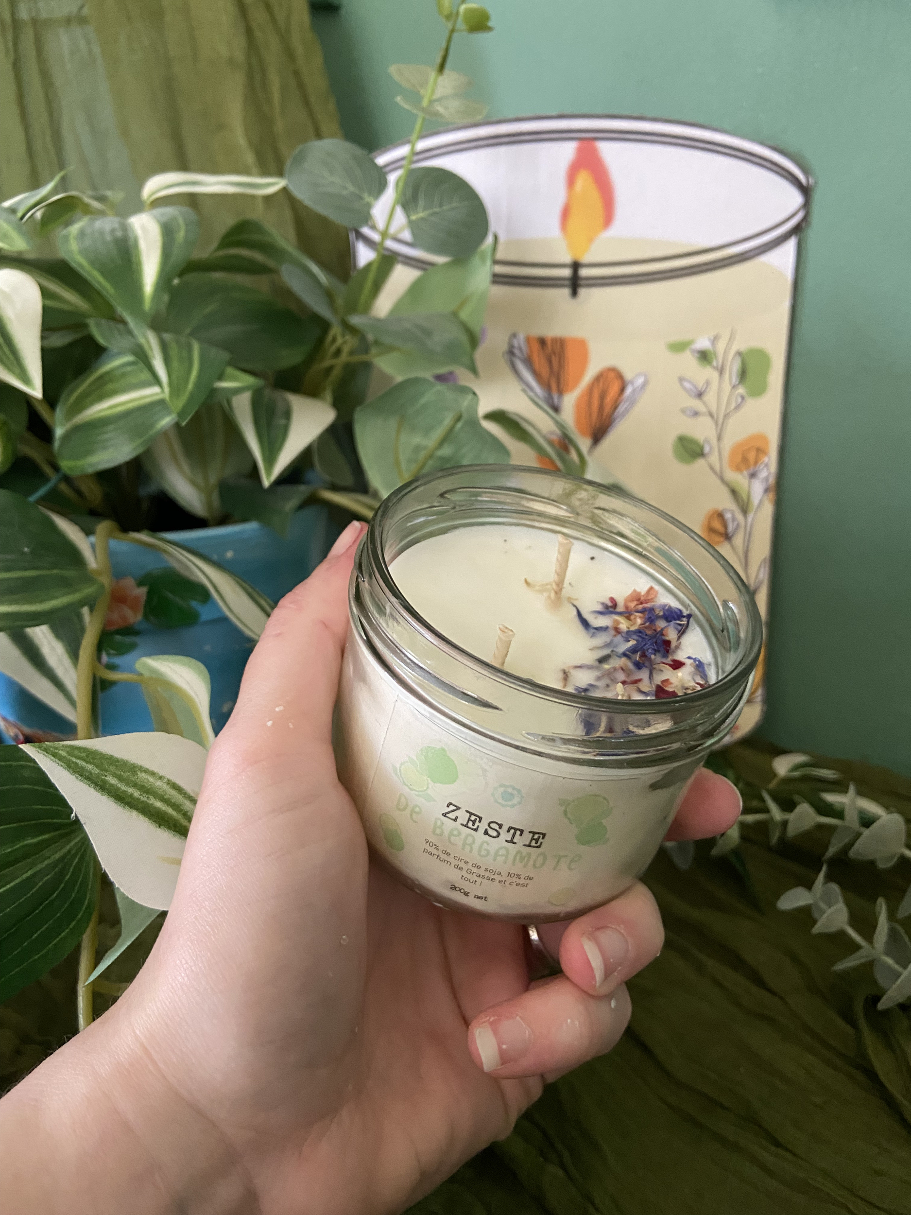 Bougie artisanale en cire de soja Parfum de Grasse fabriquée à Rennes parfum BERGAMOTE