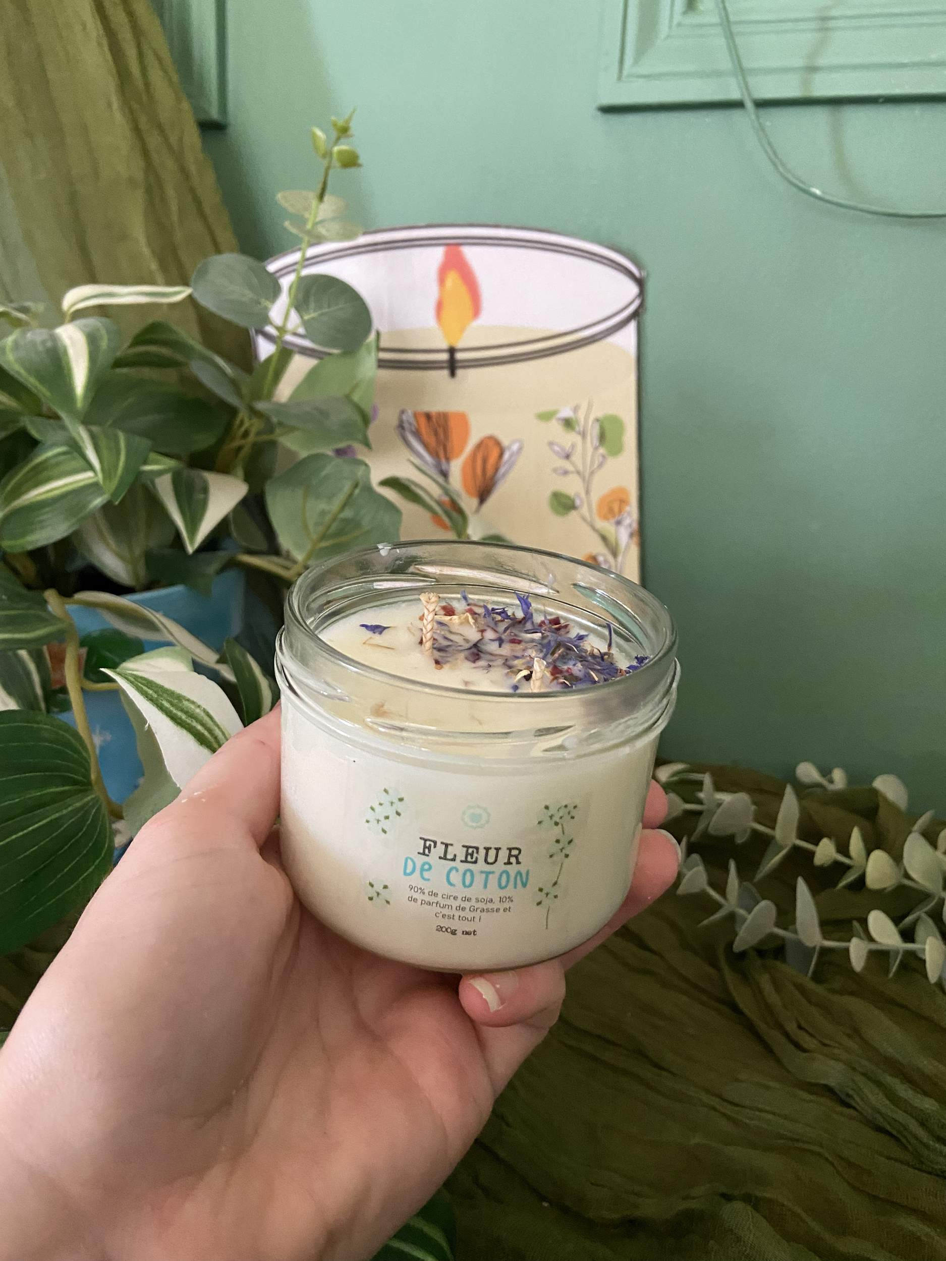 Bougie artisanale en cire de soja Parfum de Grasse fabriquée à Rennes parfum COTON