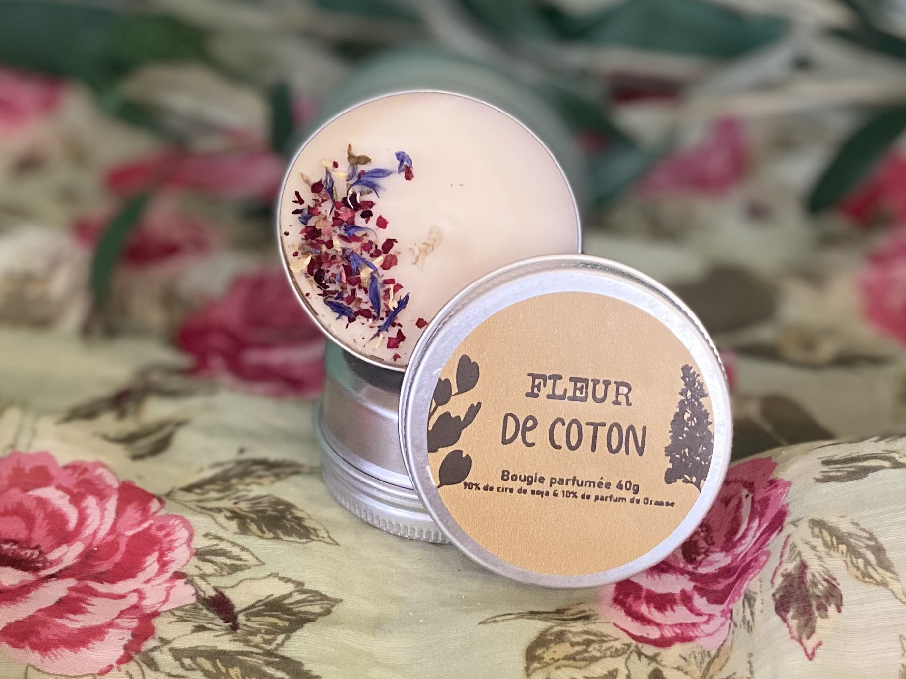 MINI BOUGIE COTON ARTISANALE CONTENANT ALUMINIUM CIRE DE SOJA PARFUM DE GRASSE