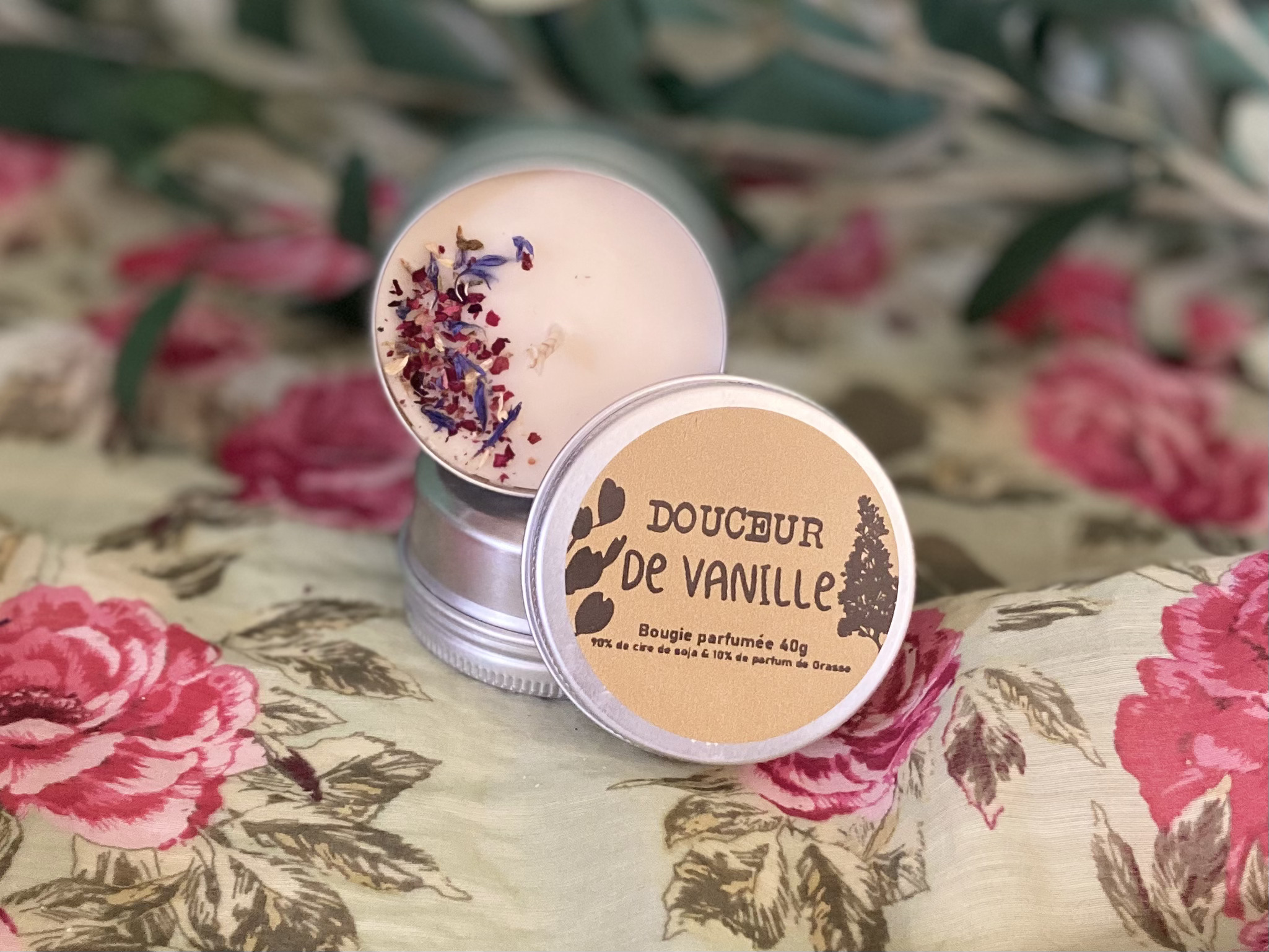 MINI BOUGIE VANILLE ARTISANALE CONTENANT ALUMINIUM CIRE DE SOJA PARFUM DE GRASSE