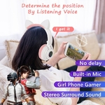 Qearfun-Chat-mignon-couteurs-Bluetooth-Sans-Fil-Avec-Micro-Rose-Filles-LED-T-l-phone-Gamer