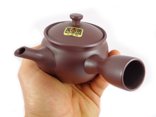 Théière Japonaise en Terre Cuite Kyusu Banko Yaki Marron Lisse avec Filtre Inox