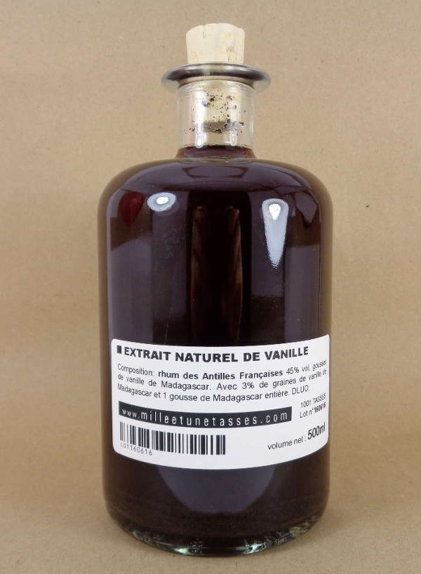 Extrait Naturel de Vanille de Madagascar Sucre Canne Antilles Rhum Avec Graines de Vanille