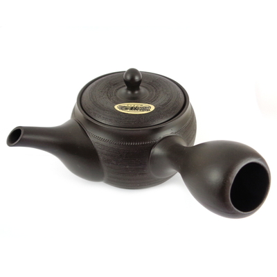 Théière Japonaise Terre Cuite Kyusu Tokoname Noire Striée