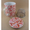 Tisanière Céramique Japon Motifs Fleurs Rouges Filtre Inox