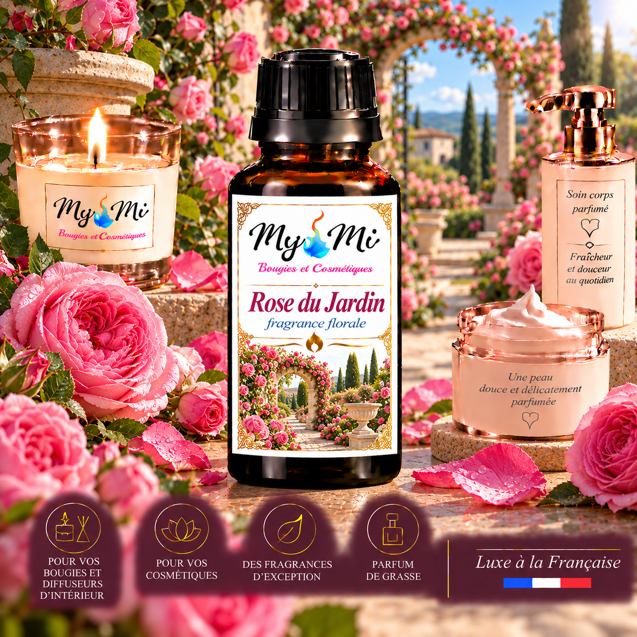 Parfum pour bougie et cosmétique Rose du jardin