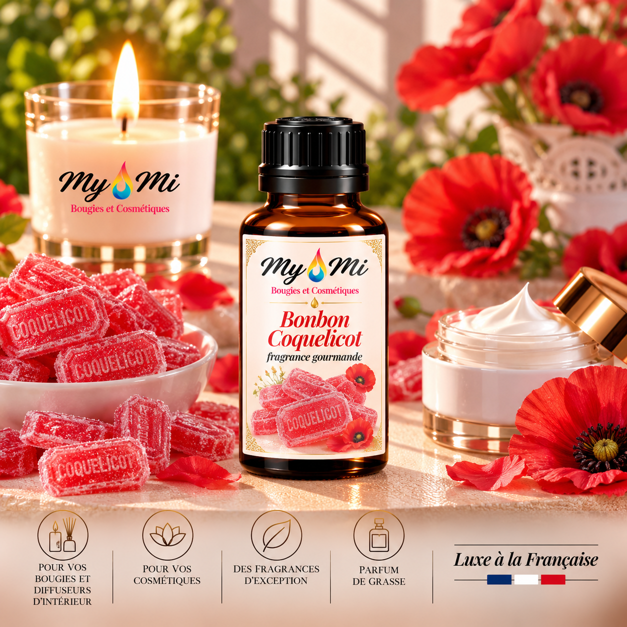 Parfum pour bougie et cosmétique Bonbon Coquelicot