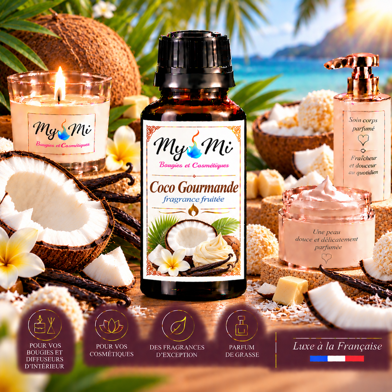 Parfum pour bougie et cosmétique Noix de coco gourmande