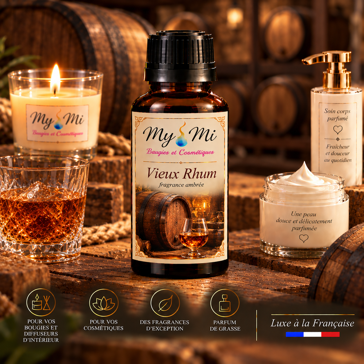 Parfum pour bougie et cosmétique Vieux rhum