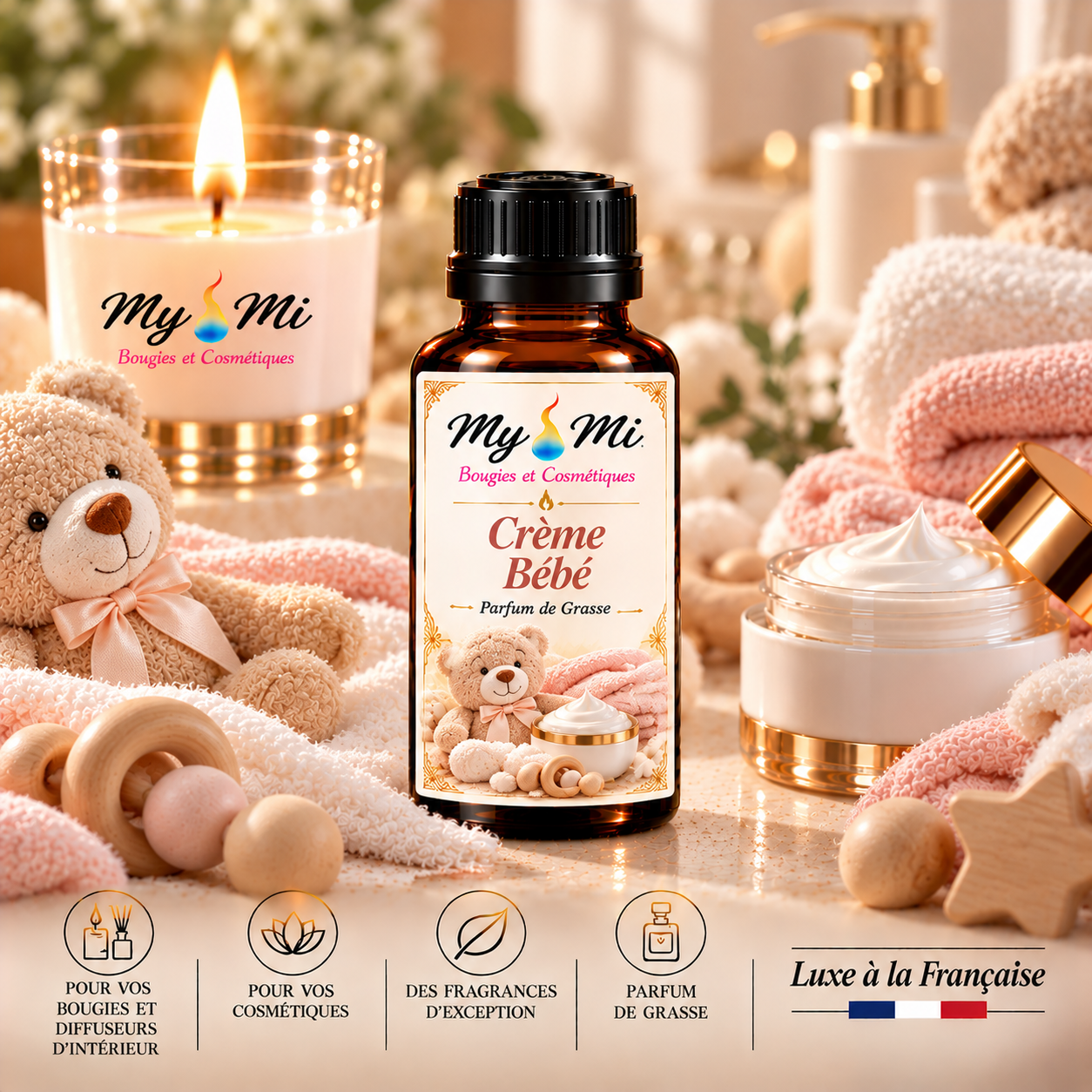 Parfum pour bougies et cosmétiques creme bébé