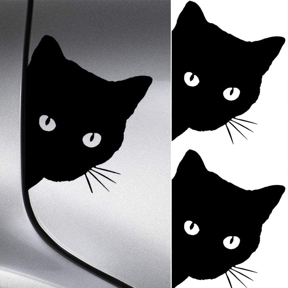 Autocollants-de-d-coration-de-voiture-en-vinyle-15x12cm-1-2-pi-ces-amusants-noirs-chats