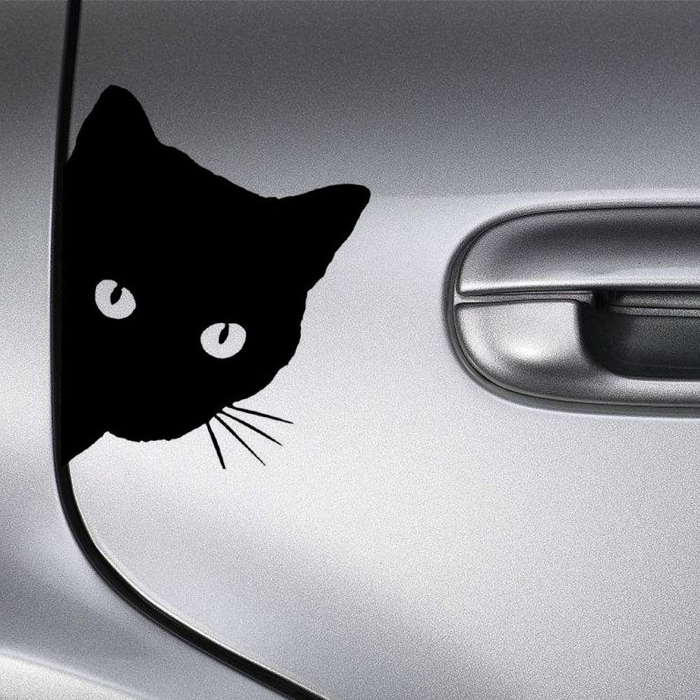 Autocollants-de-d-coration-de-voiture-en-vinyle-15x12cm-1-2-pi-ces-amusants-noirs-chats
