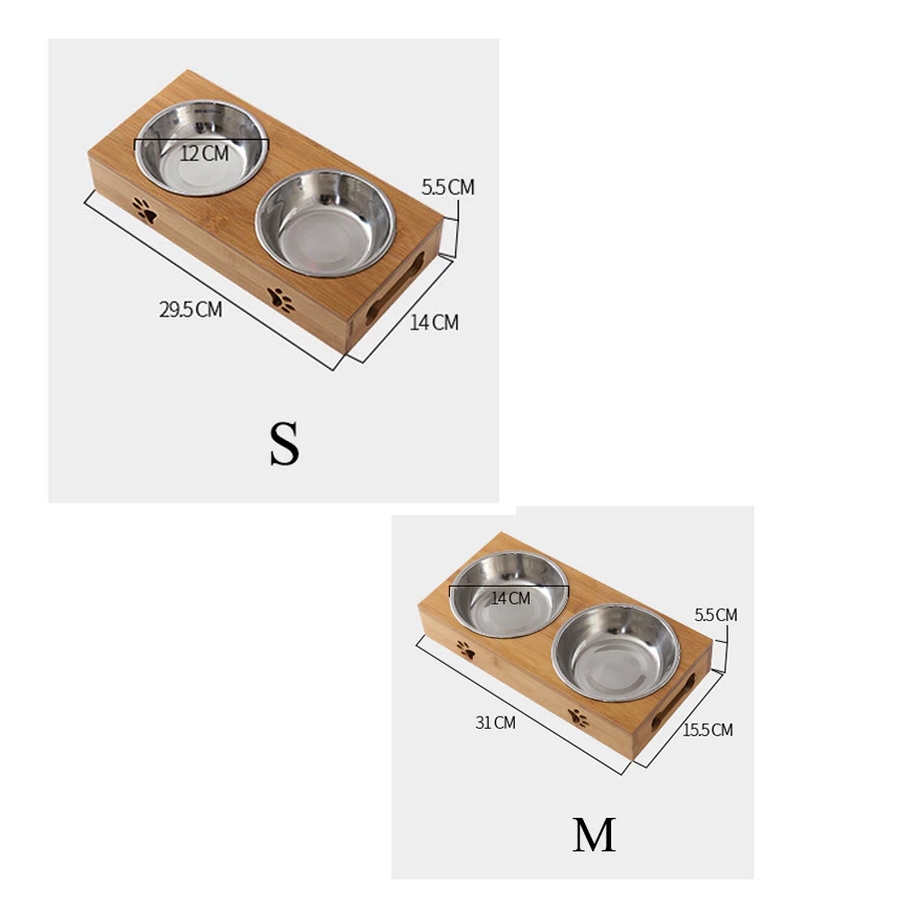 Dimensions Gamelle double support bambou- La BoutiK du Chat