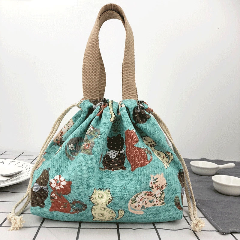 Sac de pique-nique - Lunch Bag Femme en toile motif Chat