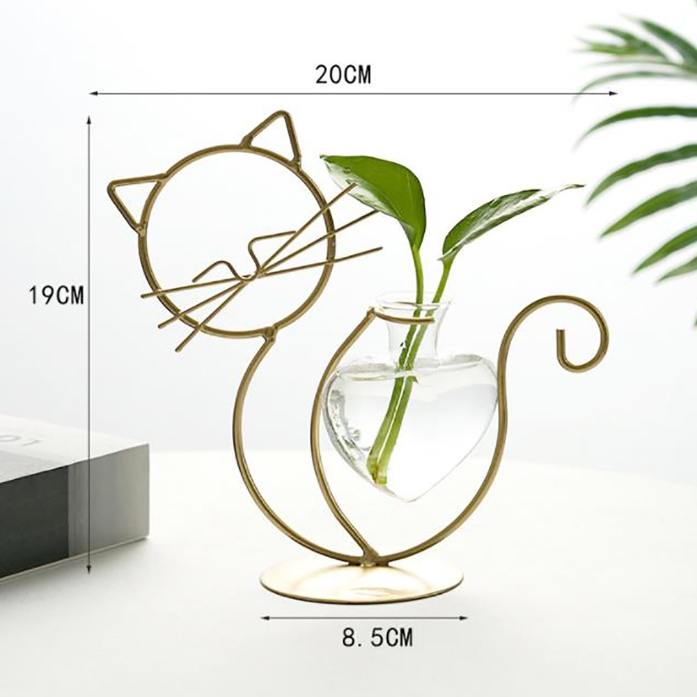 vase fer forgé verre coeur chat forme moderne original la boutik du chat