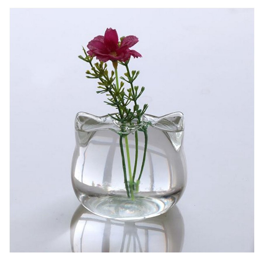 Vase forme petit oreille chat verre transparent soliflor fleur cadeau la boutik du chat