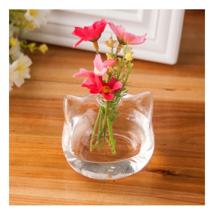 vase forme oreille chat verre transparent soliflor fleur cadeau la boutik du chat