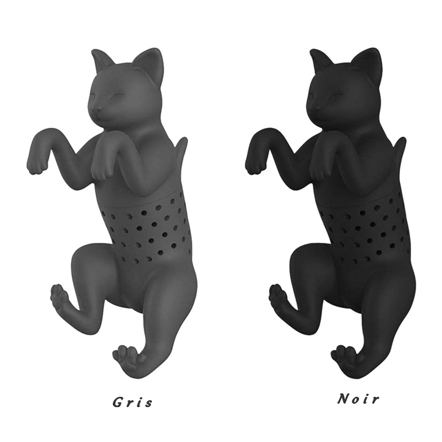 infuseur thé silicone noir gris chat - La BoutiK du Chat