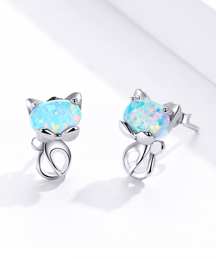 boucles d'oreilles opale bleue femme fille bijoux la boutik du chat