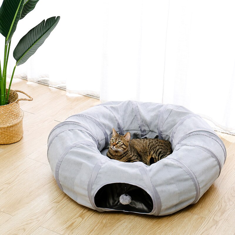 Jouet-pour-chat-gris-Tunnel-de-croisement-pliable-long-nid-lit-pour-chat-jouet-ducatif-environnemental