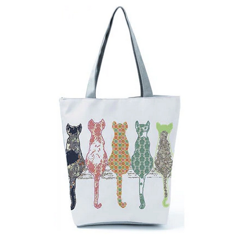 tote bag sac cabas fourre tout femme mode chat imprimé - la BoutiK du Chat