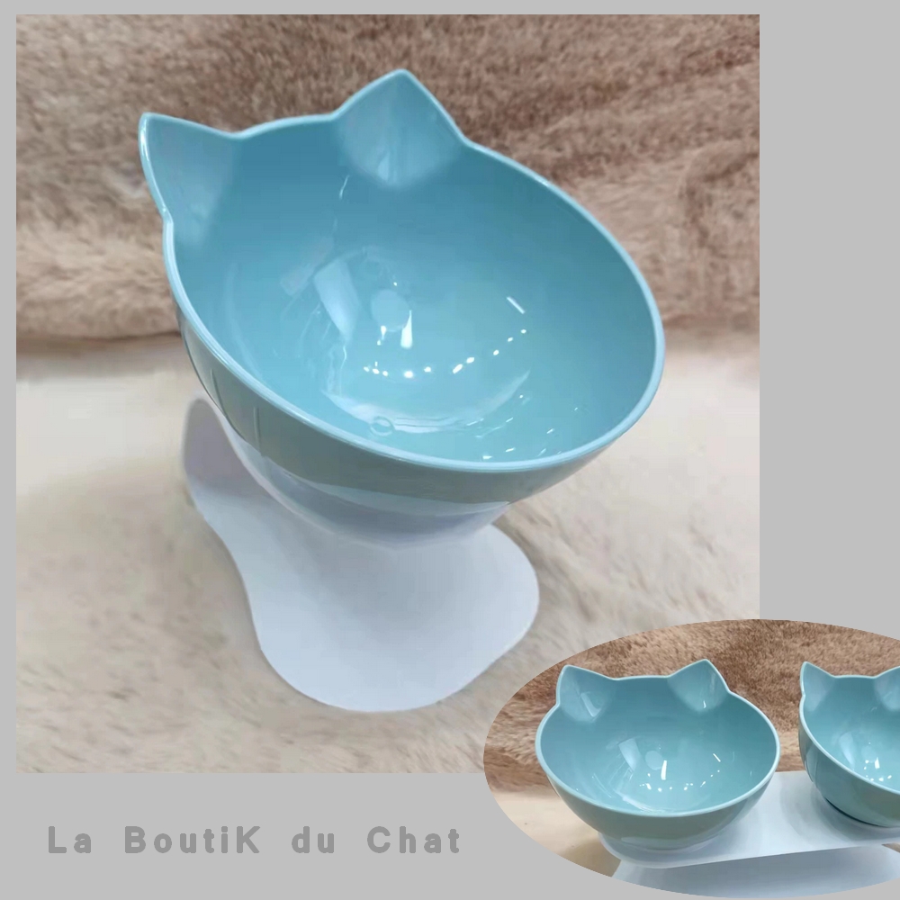 Gamelle colorée orthopédique et Antidérapante pour Chat bleu - La BoutiK du chat