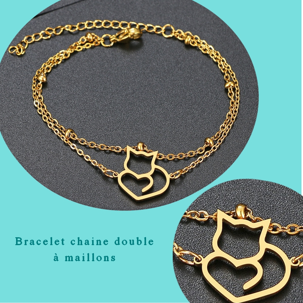 Bracelet Double couleur or ou argent en acier inoxydable fille femme -La BoutiK du Chat