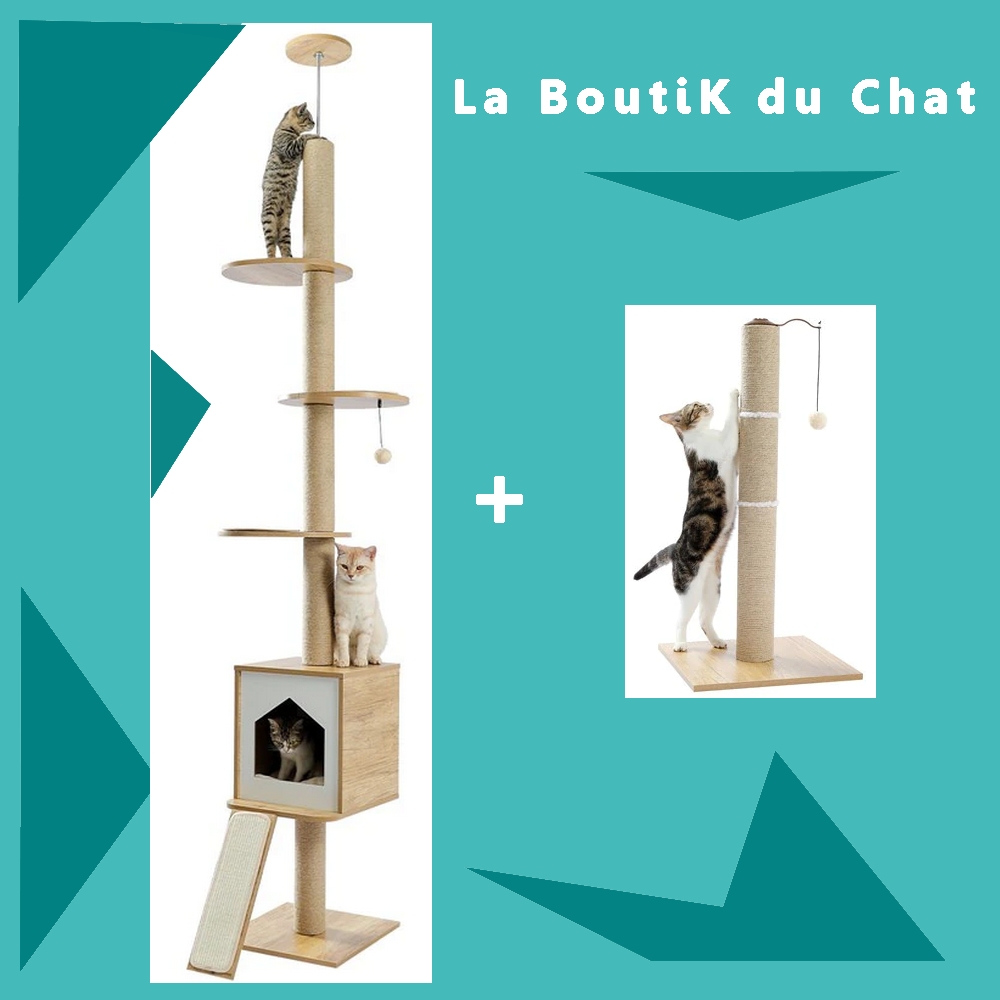 Arbre  Chat jeu jouet spécial petits espaces réglable en hauteur - La BoutiK du Chat