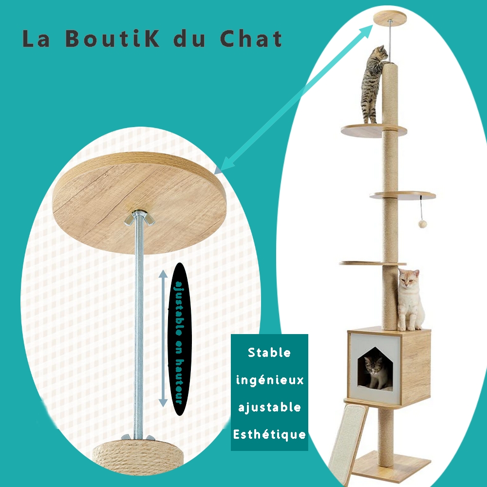 Arbre Chat jeu design  spécial petits espaces réglable en hauteur - La BoutiK du Chat