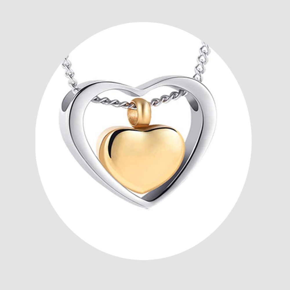 Pendentif double Coeur or cinéraire femme - Souvenir précieux du Chat - La BoutiK du chat