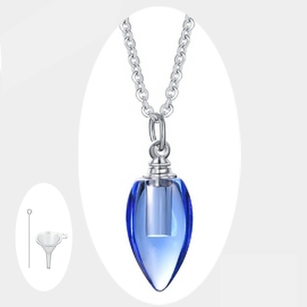 collier pendentif larme bleu crélation femme chat urne crélation - La BoutiK du Chat
