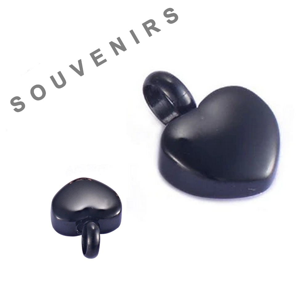 Collier Urne en forme de cœur noir femme - bijou Souvenir Précieux - La BoutiK du Chat - Copie