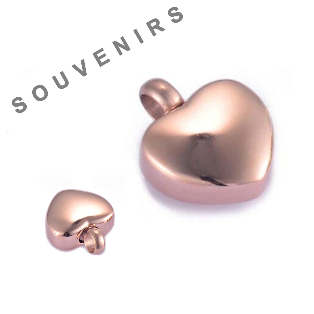 Collier Urne en forme de cœur or rose femme - bijou Souvenir Précieux - La BoutiK du Chat