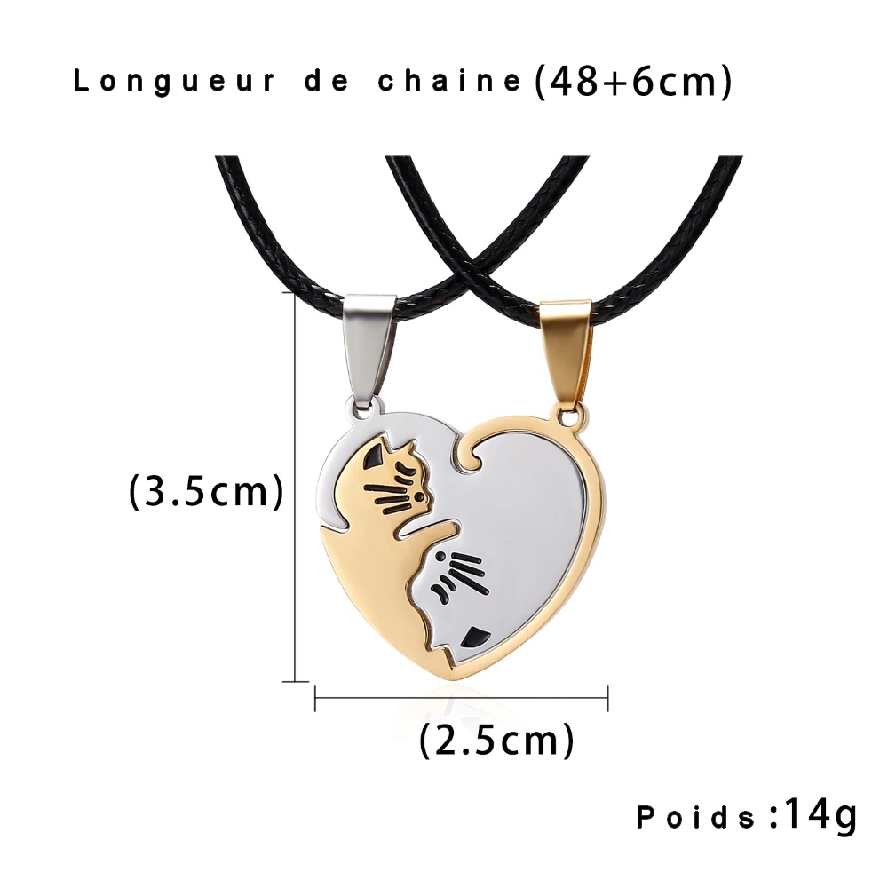 collier chat coeur taille