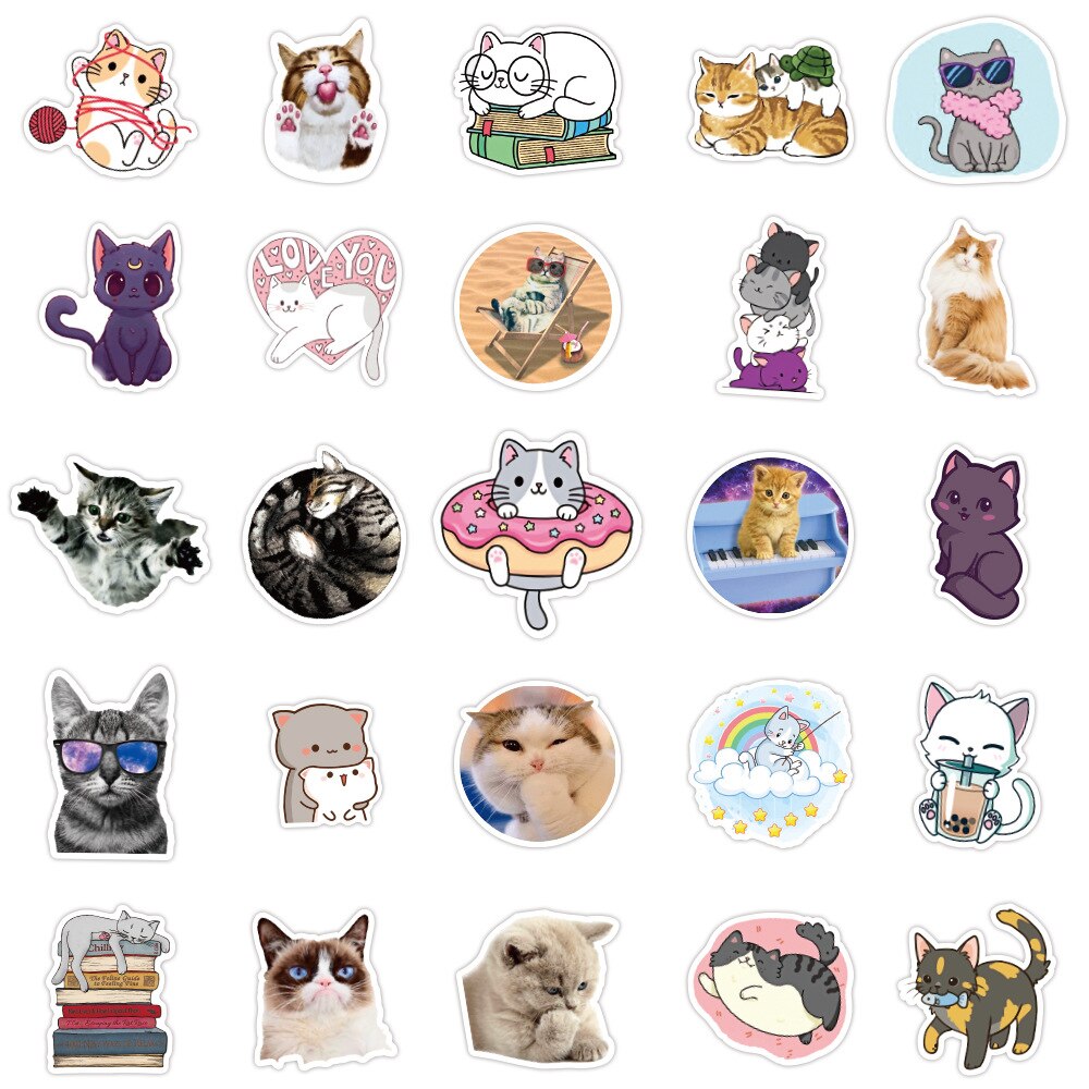 🐈 50 ou 100 Chats Autocollants - sticker