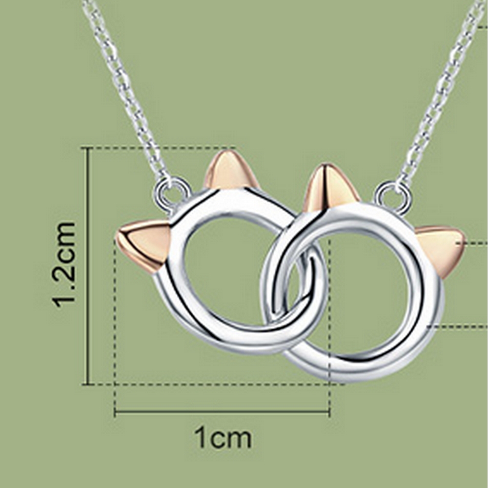 Collier - Pendentif entrelacés têtes de Chats en Argent taille  boutik