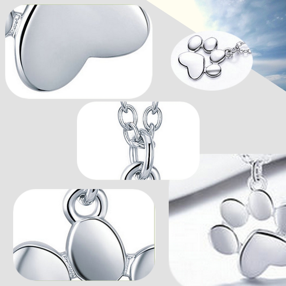 Collier - Pendentif en Argent  empreinte patte de chat détails