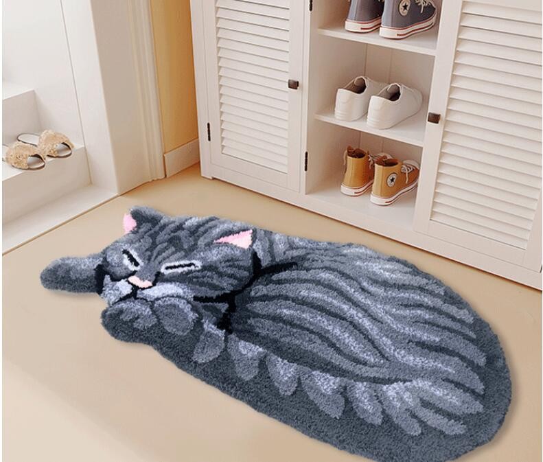 Tapis forme de Chat gris et marron épais et Doux meuble - La BoutiK du chat