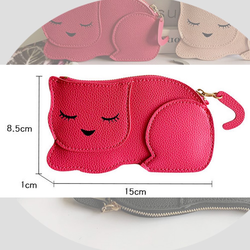 Porte-monnaie en Cuir PU motif Chat coloré rouge taille- La BoutiK du Chat