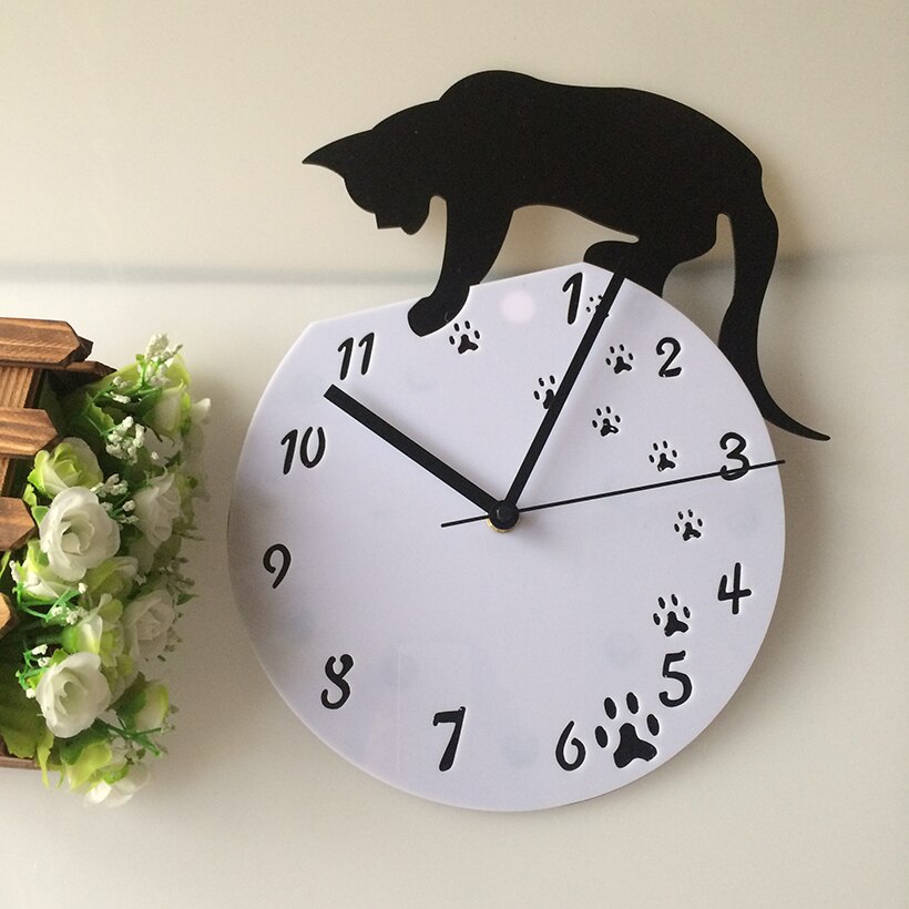 Horloge-murale-intelligente-en-acrylique-petit-mouvement-de-chat-noir-d-coration-artistique-Quartz-pour-la