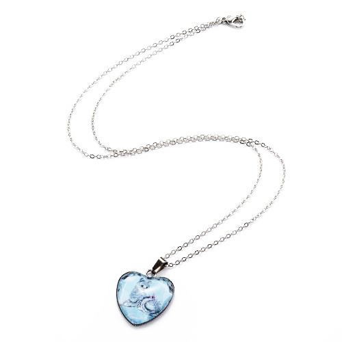Collier-Pendentif cœur en cristal blanc motif de CHAT boutik