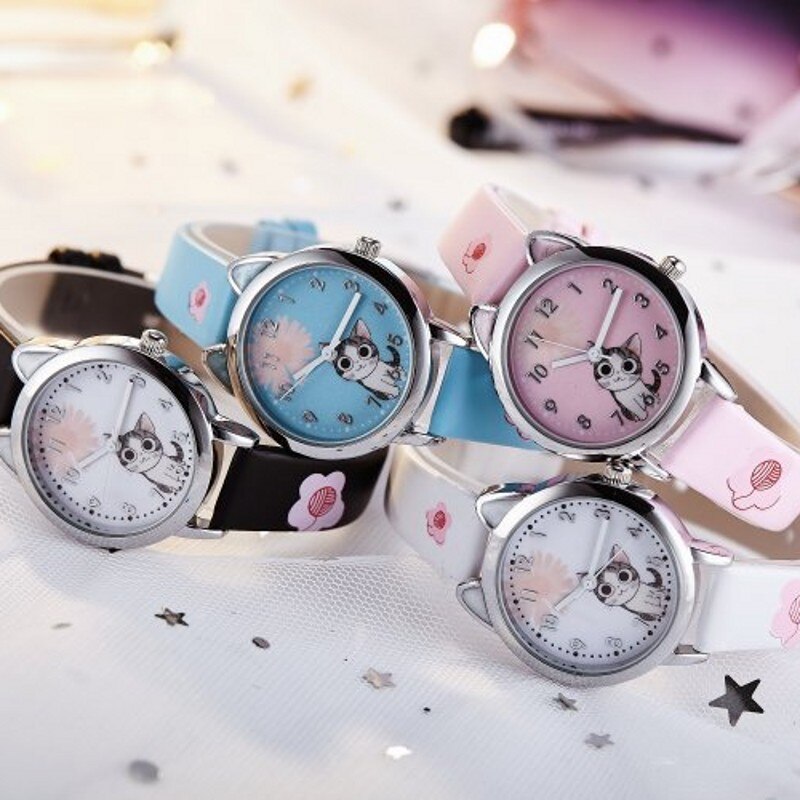 Montre-bracelet-num-rique-Quartz-pour-enfants-chat-mignon-sport-pour-filles-coliers-horloge