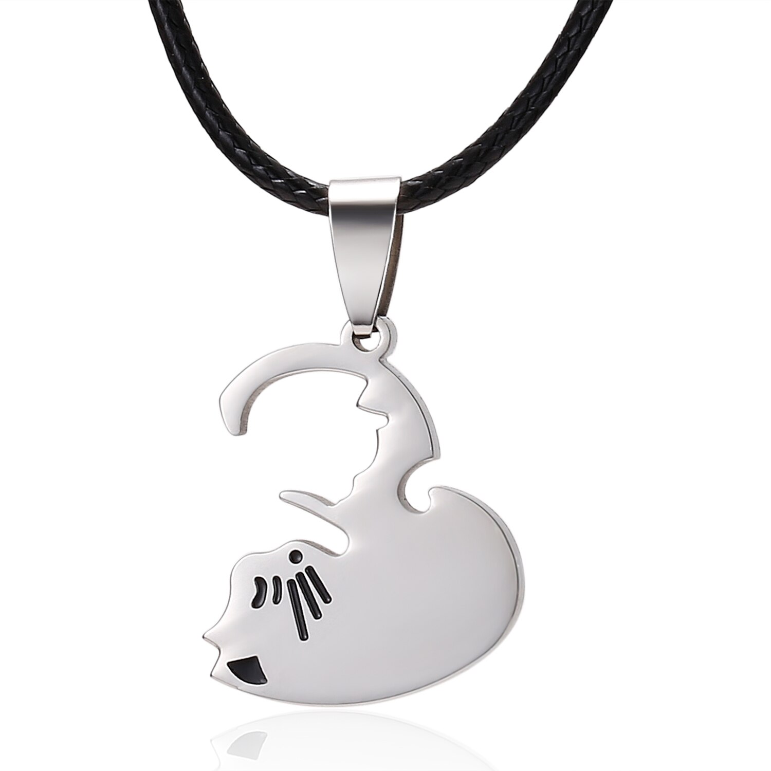 Pendentif-Animal-chat-noir-et-blanc-collier-cousu-Simple-cadeau-d-amiti-forme-de-c-ur