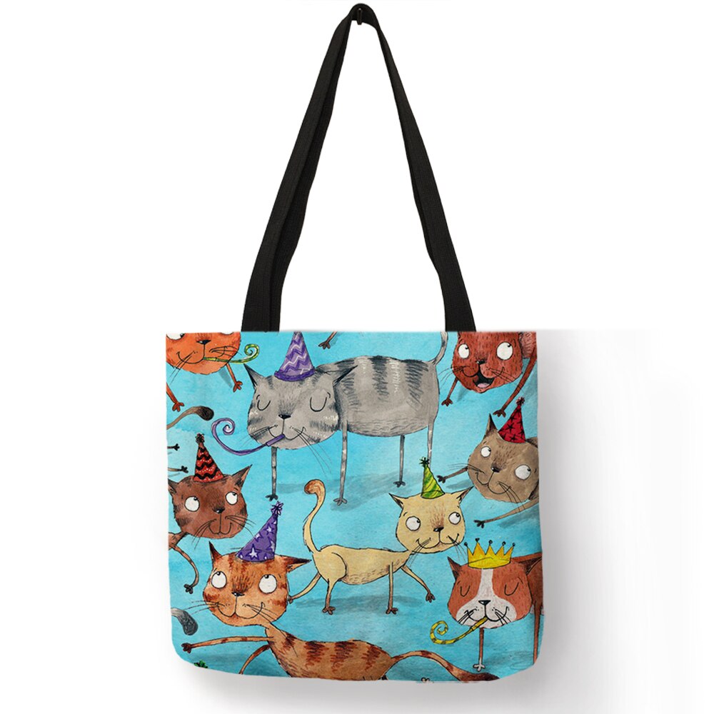 Sac-main-en-lin-imprim-chat-dessin-anim-Kawaii-fourre-tout-la-mode-pour-femmes-sacs