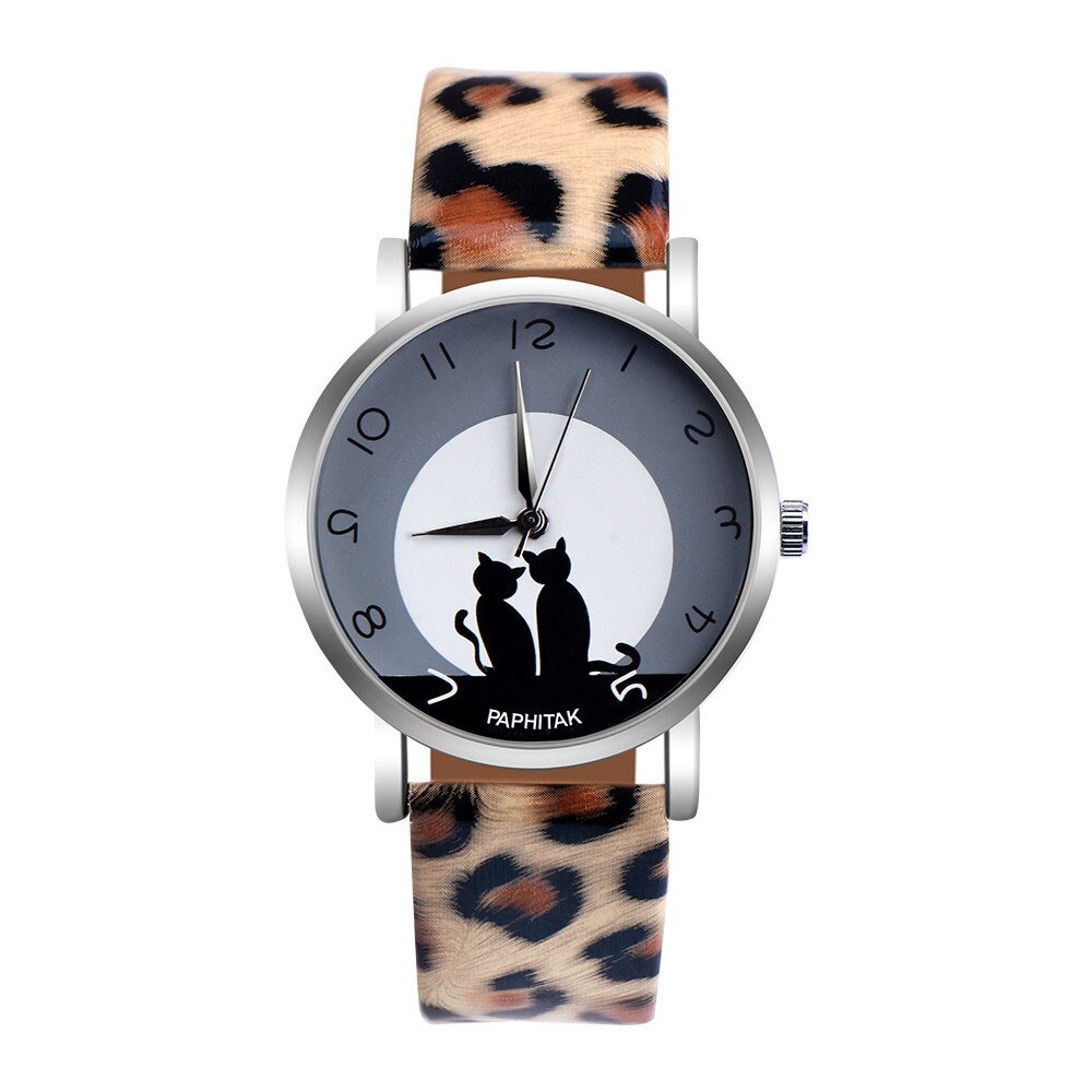 Lige-montre-Quartz-en-cuir-pour-femme-d-contract-e-motif-chat-nouvelle-mode-livraison-directe